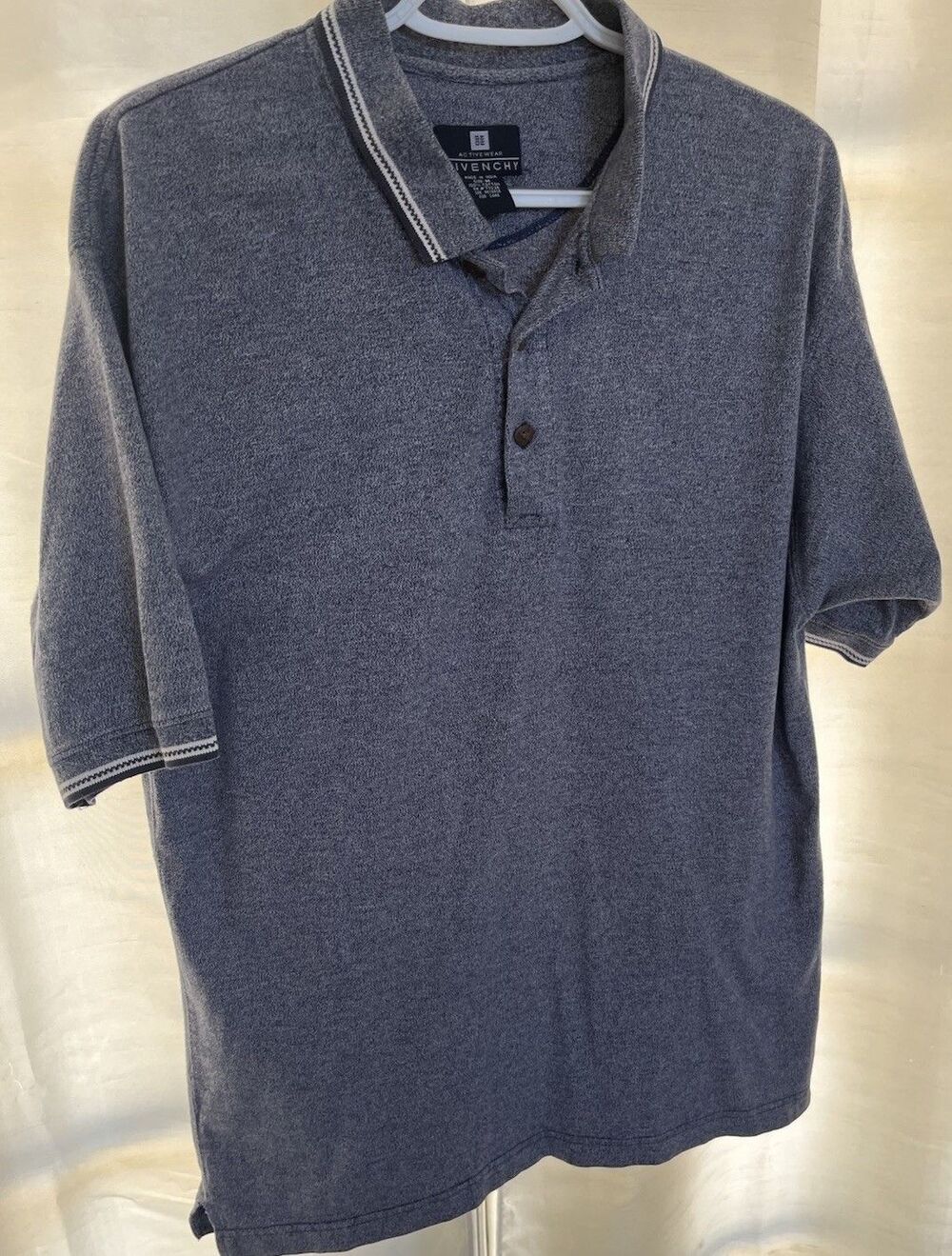 Givenchy Mens Activewear Polo Shirt Medium Gray Short Sleeve 100% Cotton Casual